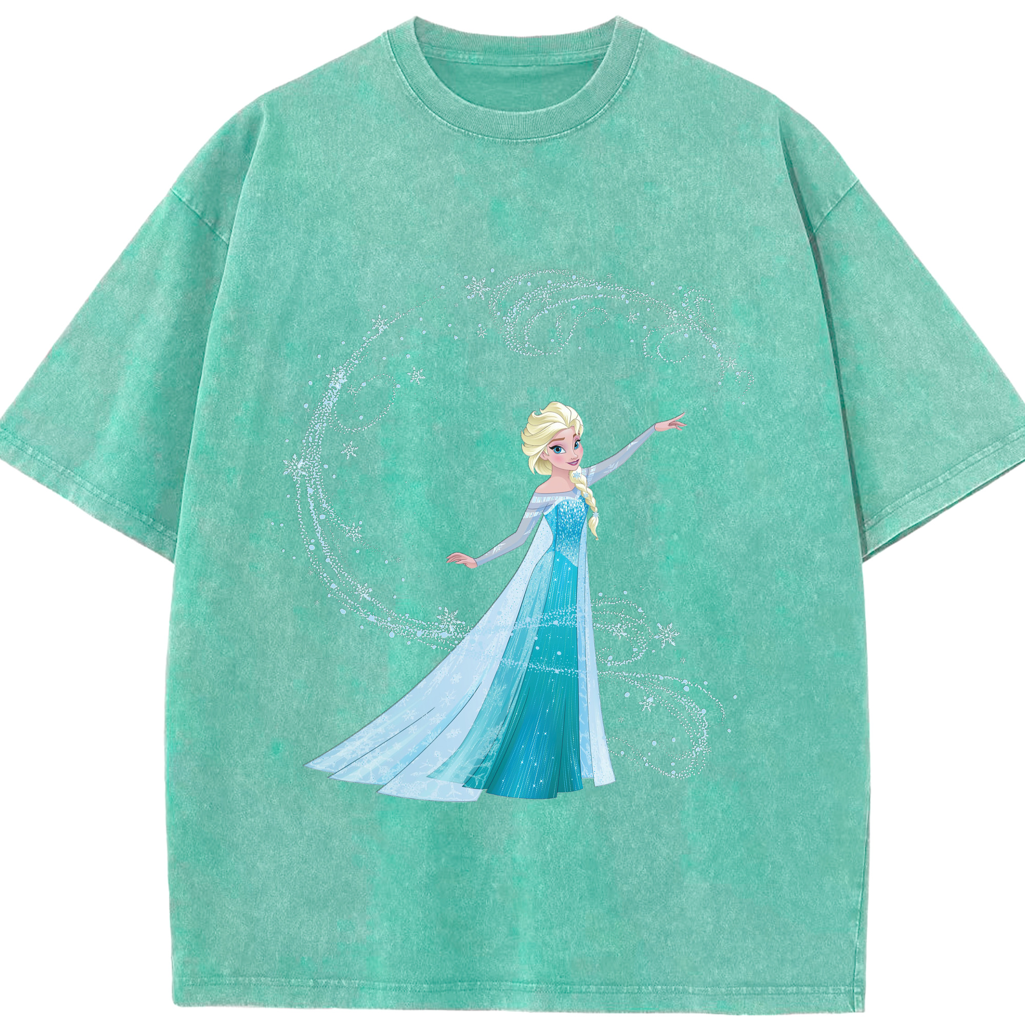 （画像用） アナと雪の女王 アンナ エルサ Frozen Anna Elsa 綿100% ヴィンテージ風 半袖Tシャツ（フロントプリント）